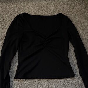 SHEIN Black Ruched Long Sleeve Top